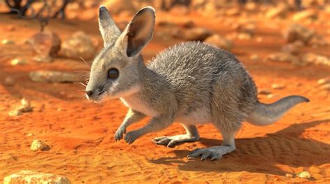 A Cute And Adorable Bilby Hopping Around In The Desert It Has A Long Tail And Big Ears And Is