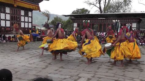 Bhutan Festival Treasure Dance At Festival In Domkhar Central Bhutan