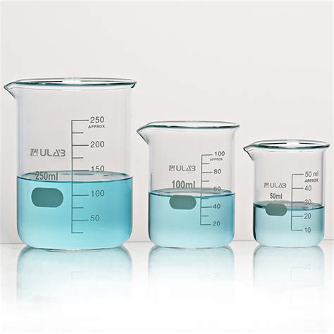 ULAB Scientific Glass Beaker Set 3 Sizes 50ml 100ml 250ml 3 3 Boro