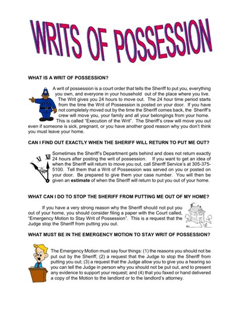 What Is A Writ Of Possession Legal Services Of Greater