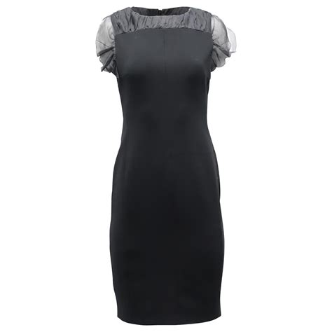 Max Mara Sheer Sleeves Midi Dress in Black Silk ref.898049 - Joli Closet