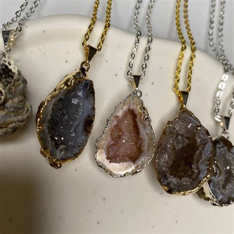 Druzy Geode Necklace Etsy