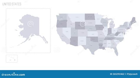 美国行政区划政治地图 向量例证 插画 包括有 名字 绘图 灰色 细分 政府 鼓胀 部件 例证 265292462