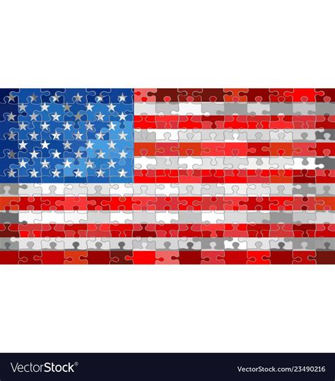 Usa flag made of puzzle background Royalty Free Vector Image