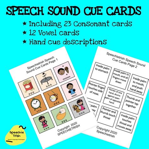 speech sound visual picture cue cards  speech therapy speechietrish