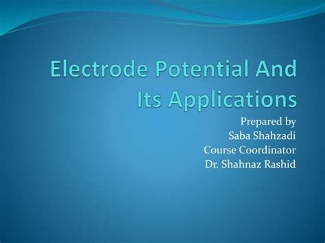 electrode potential   applications pptx