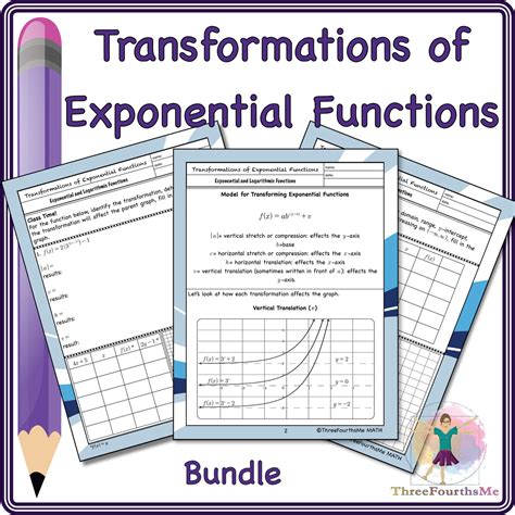 Transformations Of Exponential Functions BUNDLE Worksheets Library