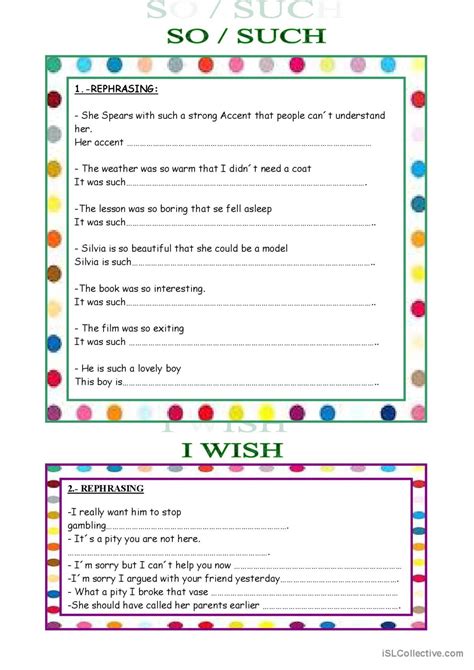 SO SUCH General Grammar Practice English ESL Worksheets Pdf Doc