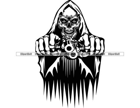 Grim Reaper Skull Skeleton Guns Bullet Horror Evil Scary Death Etsy