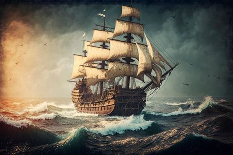 Premium Ai Image Old Ship In Ocean