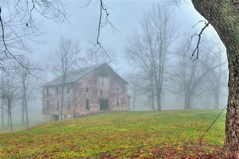 Old Weathered Barn In The Fog Miami County Indiana Photograph By