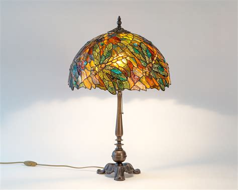 Stained Glass Lamp Dragonfly T Bronze Anniversary Ts Art Etsy