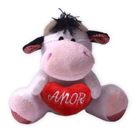 Vaquita Peluche Económico Corazón Amor C Sonido Te Amo Cuotas Sin