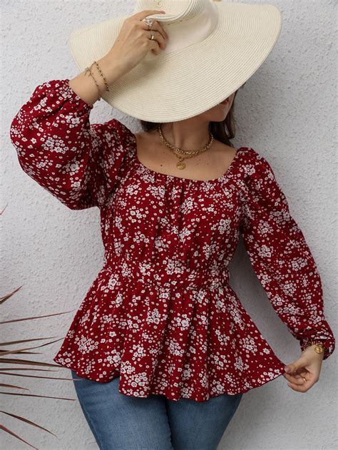 Bainha De Ruffle Florzinhas Boho Blusa De Tamanho Grande Ideias