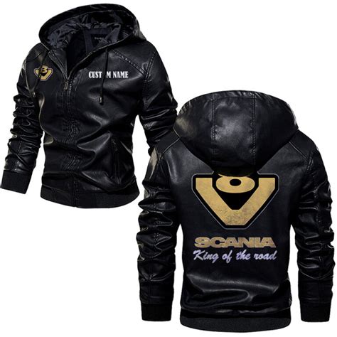 Scania V8 Leather Jacket, Warm Jacket, Winter Outer Wear - Vetigoti