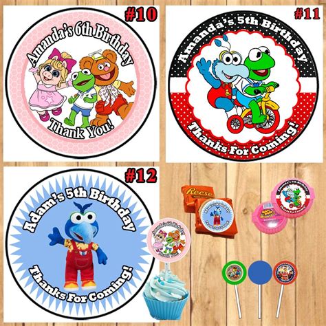 Muppet Babies Printed Birthday Stickers Labels Round 1 Sheet Candy ...