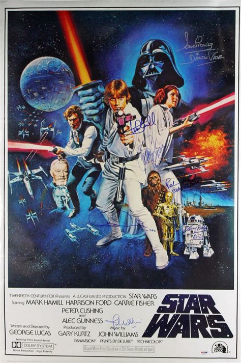 Lot Detail Star Wars Rare Cast Signed Original Movie Poster Print