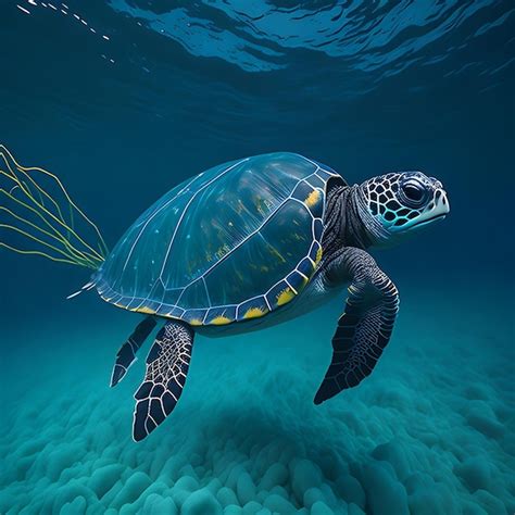 Premium Ai Image Sea Turtle Trapped In A Plastic Bag Stop Ocean