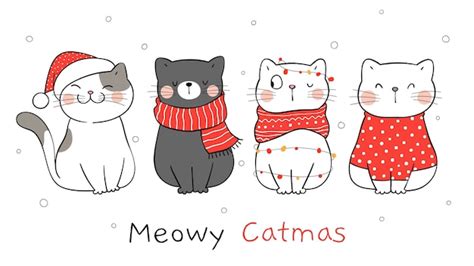 Christmas Cat Drawings