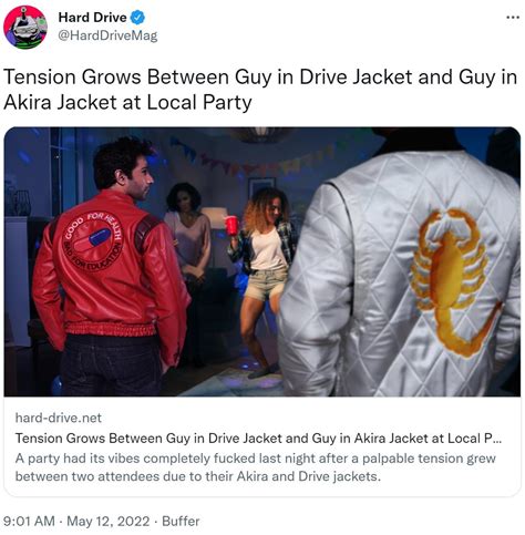 Tension Grows Between Guy in Drive Jacket and Guy in Akira Jacket at Local Party | Drive Jacket ...