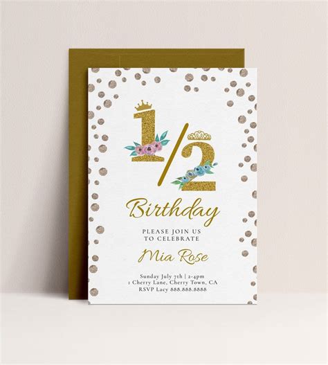 Half Birthday Invitation Months Party Invite Bday Invitation