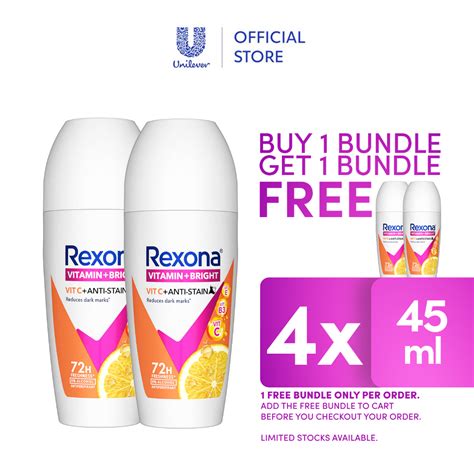 BUY 1 GET 1 FREE Rexona Roll On Deodorant Vit C Anti Stain 45ml