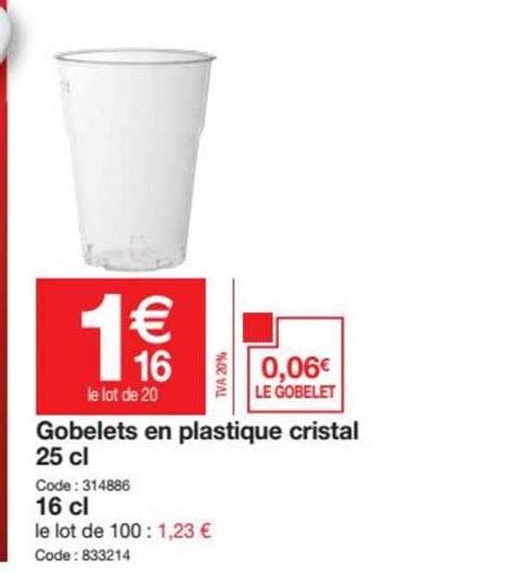 Promo Gobelets En Plastique Cristal Cl Chez Promocash Icatalogue Fr