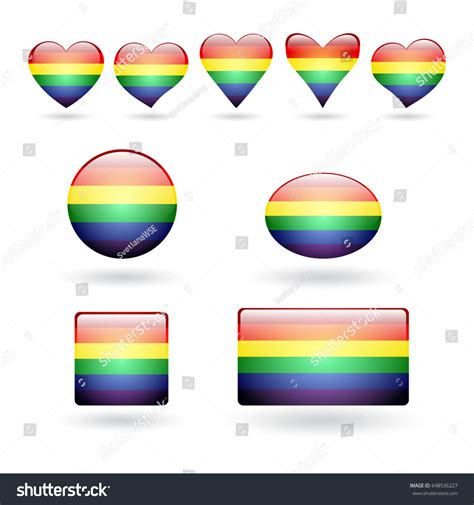 Set Gay Pride Symbols Rainbow Flag