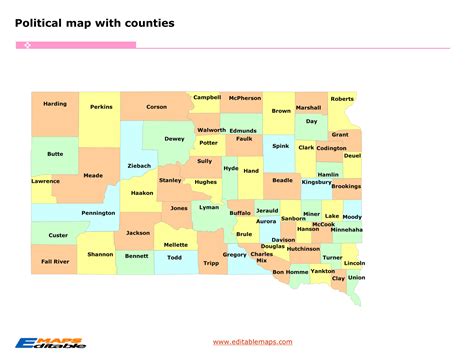 South Dakota county map - Editable PowerPoint Maps