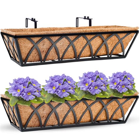 HFHOME 24 Inch Window Deck Rail Planter Including Coco Liner 24 Dia