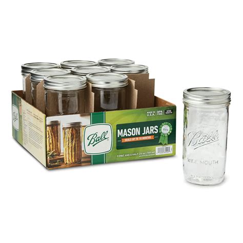 Ball Glass Mason Jars With Lids And Bands Wide Mouth 24 Oz 9 Count