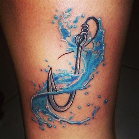 Fishing Memorial Tattoos Fish Hook With Water Tattoo Design For