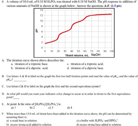 A Volume Of 10.0 ML Of 0.10 M H_3PO_4 Was Titrated... | Chegg.com