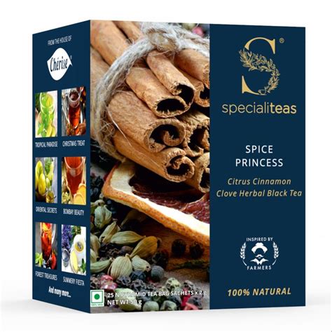 Cherise Specialiteas Spice Princess Citrus Cinnamon Clove Black Tea 2 G X 25 Pyramid Tea Bags