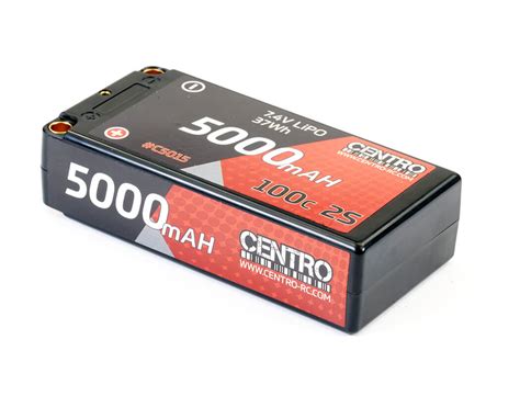 CENTRO 5000MAH 2S 7 4V 100C HARDCASE SHORTY LIPO BATTERY