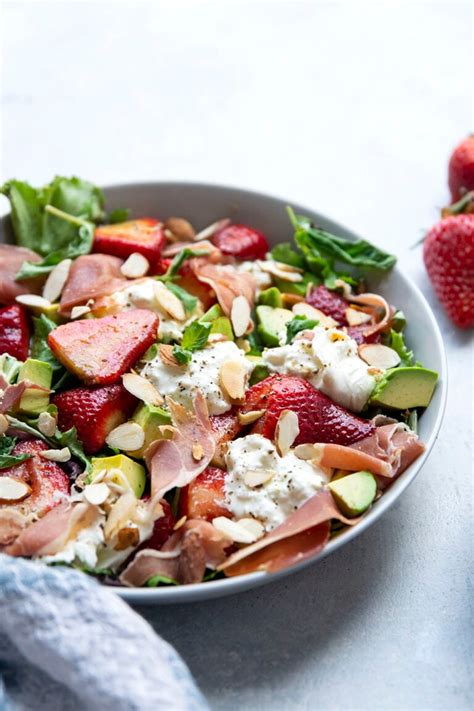 Prosciutto Strawberry Burrata Salad With Balsamic Maple Dressing