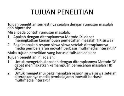 Contoh Rumusan Masalah Dan Tujuan Penelitian