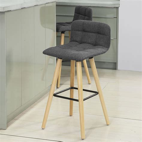 Lot De Tabouret De Bar En Tissu Gris Anthracite Assise Ergonomique Et