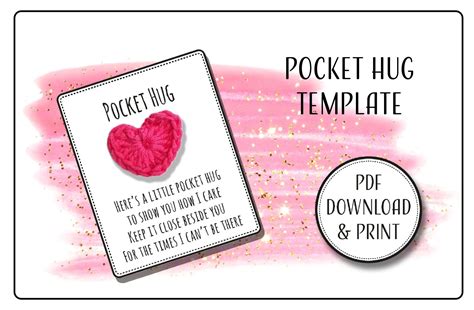 Printable Pocket Hug Crochet Poem Display Card Template Label Tag Pdf