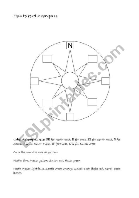 Compass Rose And Map Reading Esl Worksheet By Michimanhart