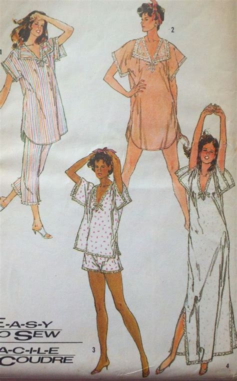 Vintage Womens Sewing Pattern Pajamas And Nightgowns