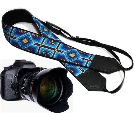 Monogram Camera Strap. Personalized Blue Ethnic Camera Strap. - Etsy