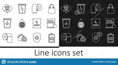Set Line Battery With Recycle Oil Barrel Toilet Paper Roll Earth