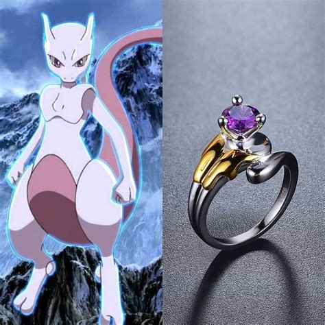 Mewtwo Ring Pokemon Ring 925 Sterling Silvers Ring Mew Two Etsy