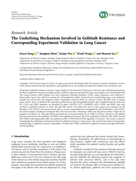 PDF The Underlying Mechanism Involved In Gefitinib Resistance And