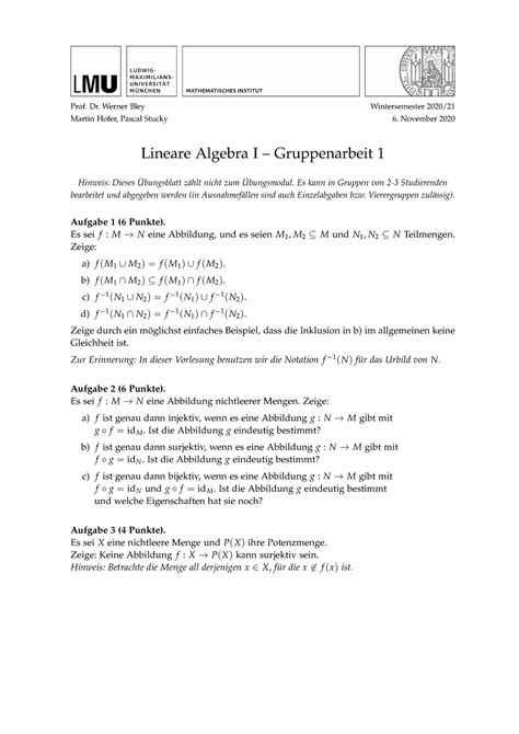 Lin Alg Bungen L Sungen Prof Dr Werner Bley Wintersemester