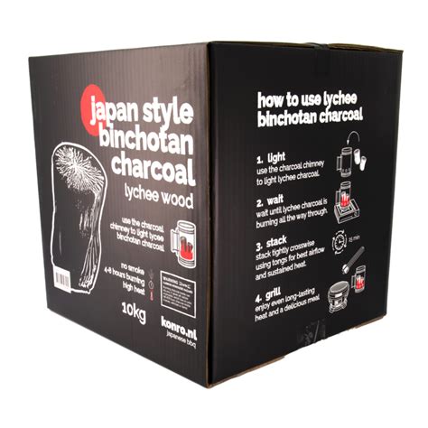 Binchotan Charcoal Lychee Wood Box Of 10kg Konro Grill