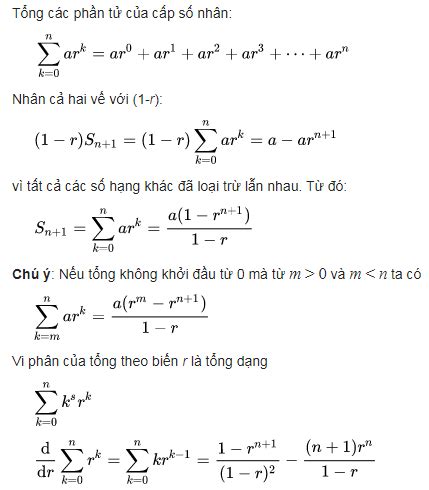 Công thức cấp số nhân tổng cấp số nhân và tổng bội cấp số nhân