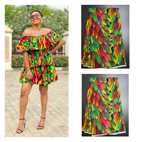 Green And Orange Multicolor African Ankara Fabric Afrique Clothing Store