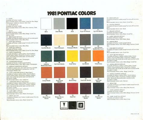 1969 Firebird Color Chart